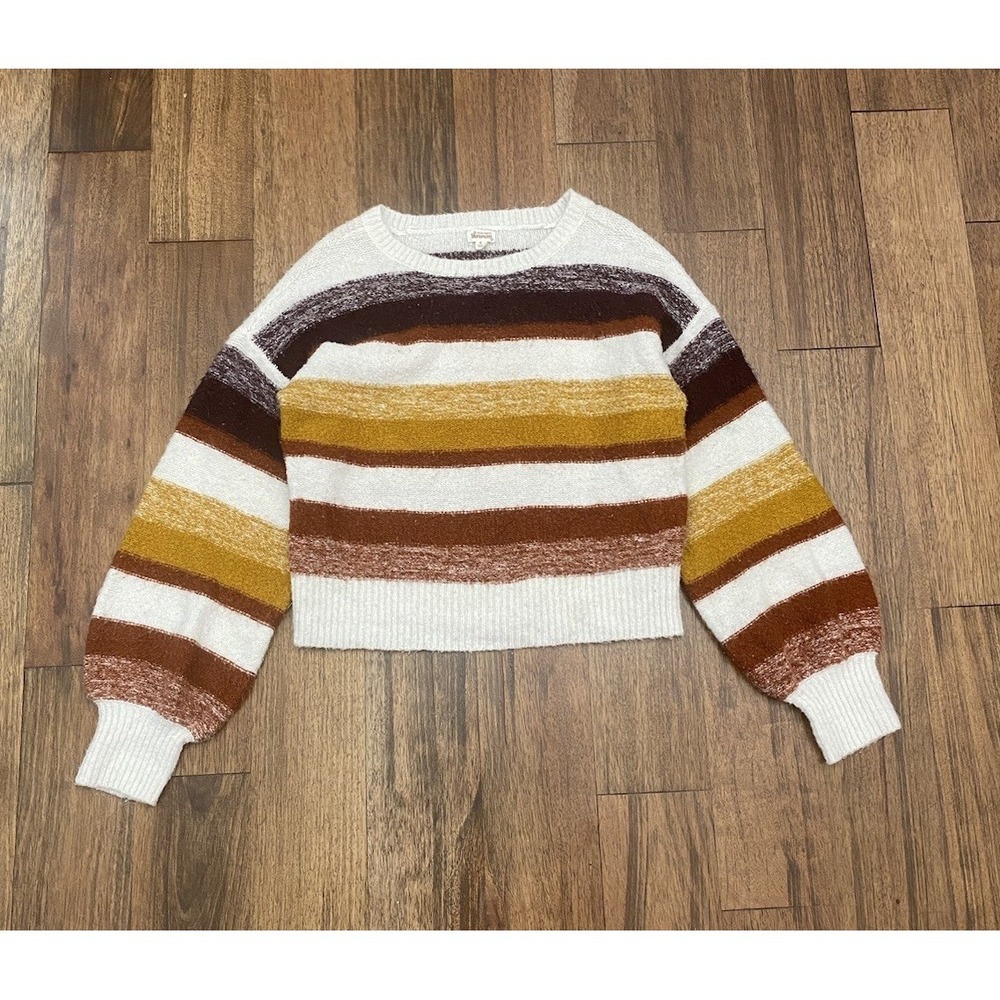Ten Sixty Sherman Fuzzy Pullover Sweater Long Sleeves Mock Neck Stripe Small